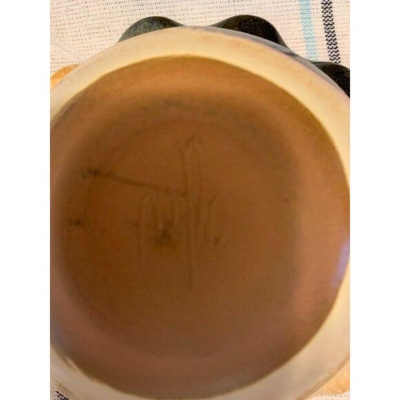 Handcrafted Ceramic Bowl With Floral Design & Scalloped Edges Signed - Picture 2 of 12